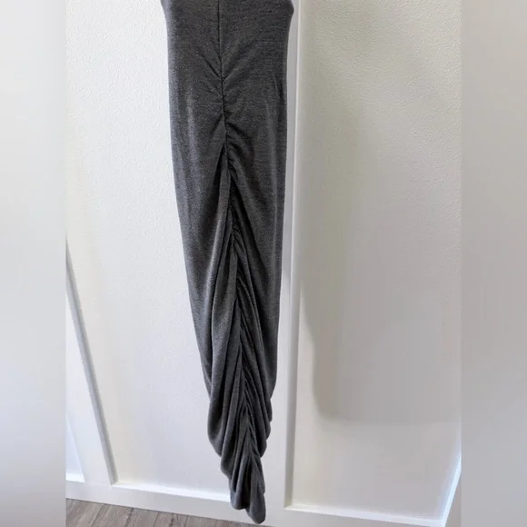 Pinkblush Sleeveless Charcoal Ruched Midi Maternity Dress - Picture 6 of 7